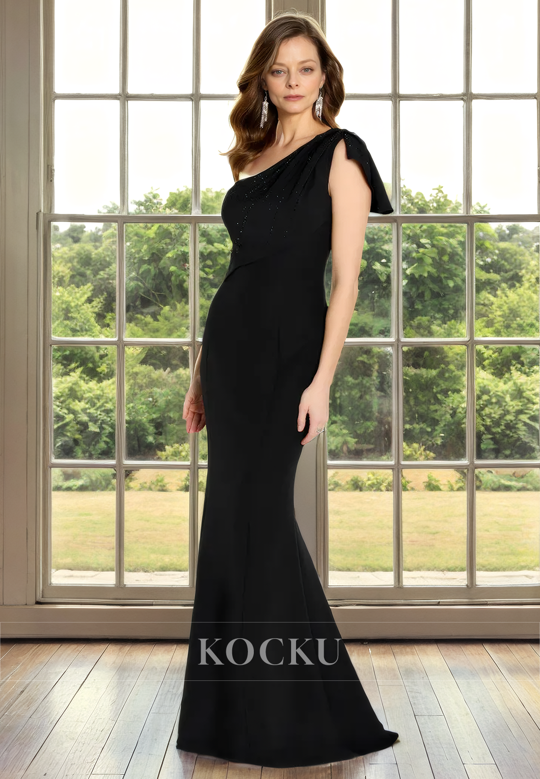 Simple & Casual One Shoulder Sleeveless Mermaid Cocktail Mother of the Bride Dress