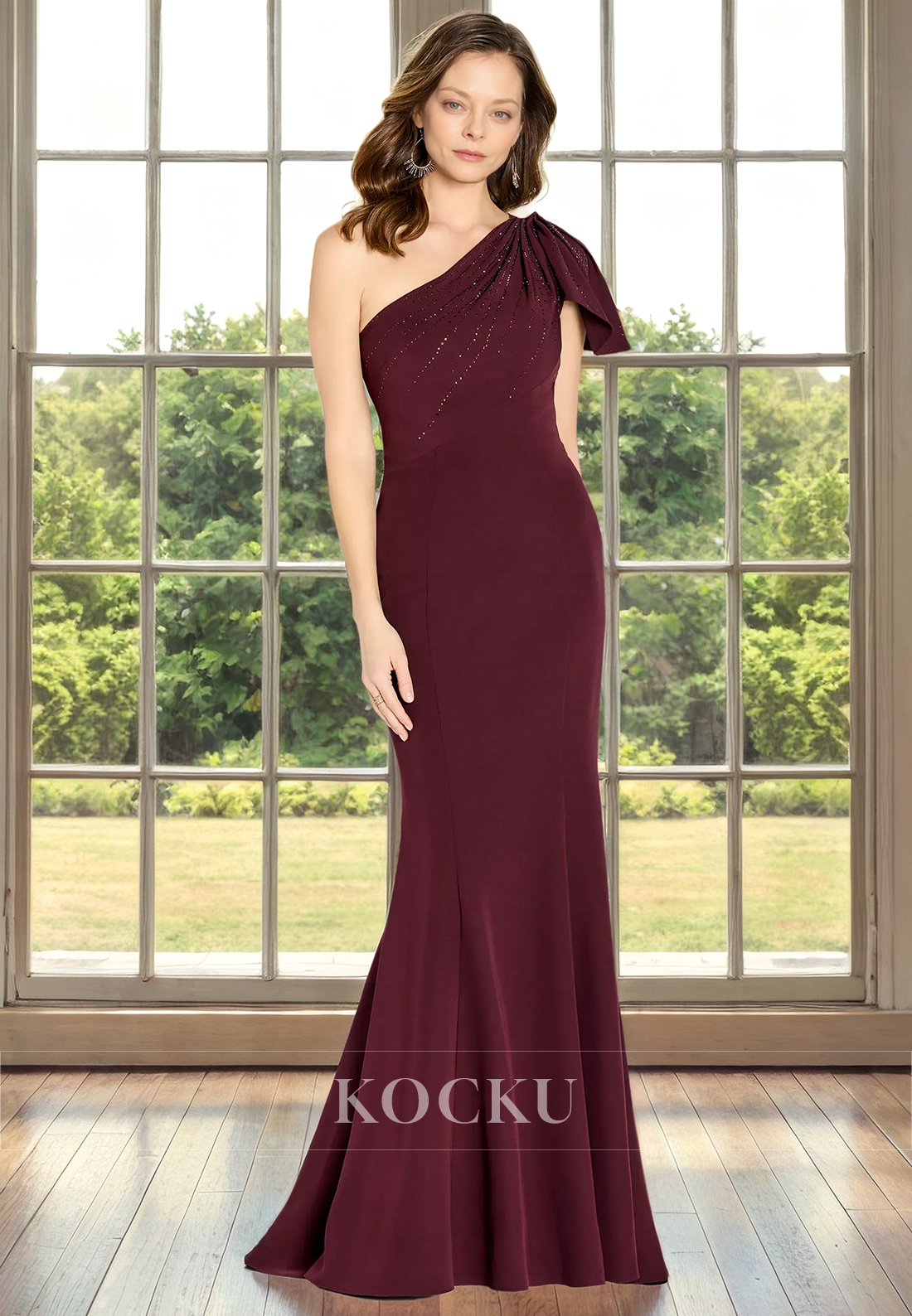 Simple & Casual One Shoulder Sleeveless Mermaid Cocktail Mother of the Bride Dress