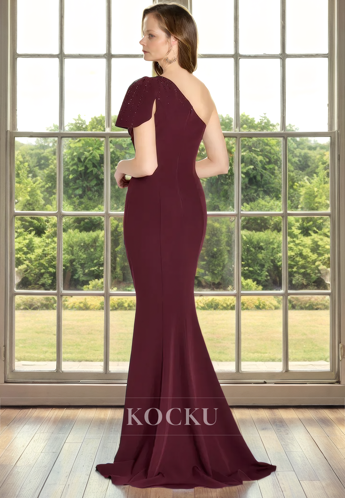 Simple & Casual One Shoulder Sleeveless Mermaid Cocktail Mother of the Bride Dress