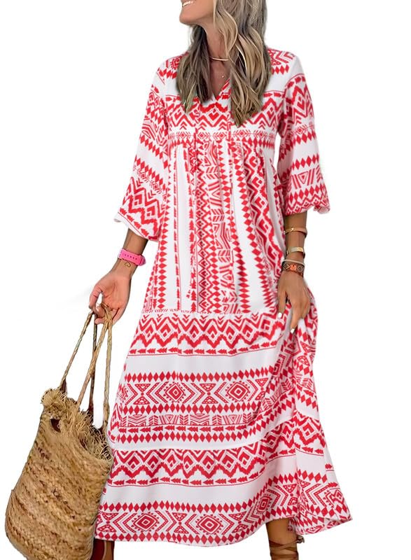 Puff Sleeve Floral Boho Maxi Dress