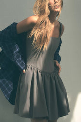 Solid Velvet Square Neck Slim Fit Mini Dress - View 12