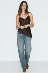 Lace Satin Fitted Cami Top