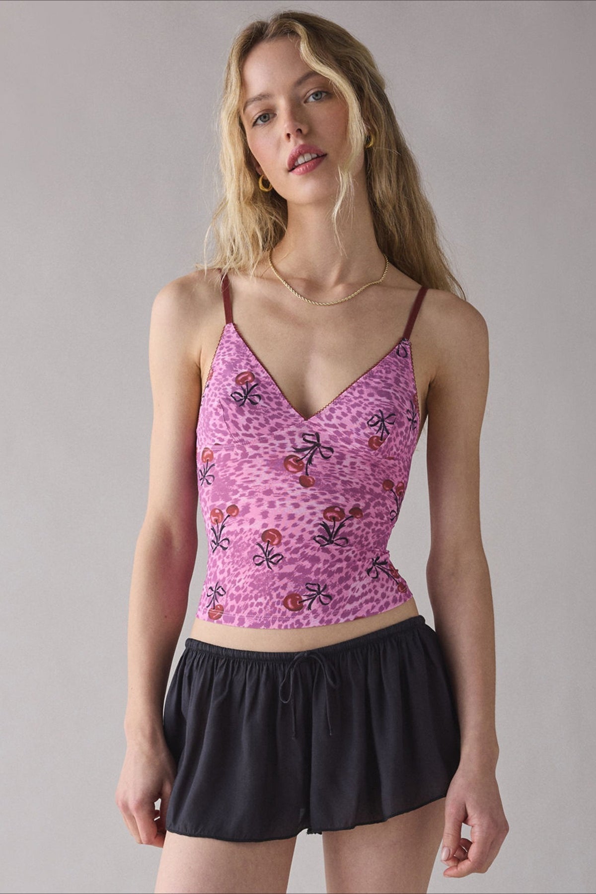 Sheer Lace Ribbed Cami Top