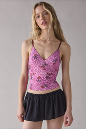 Sheer Lace Ribbed Cami Top