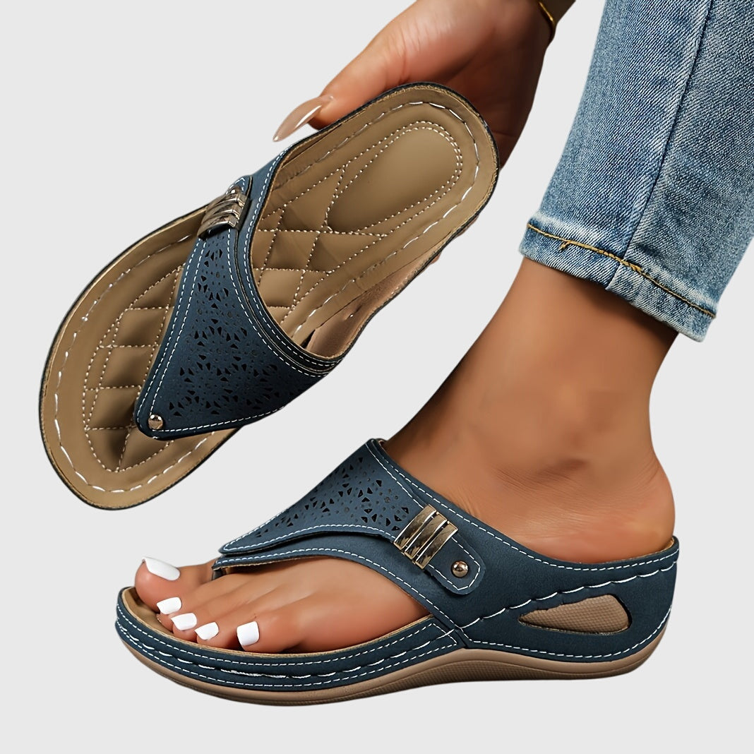Cut Out Thong Platform Wedge Sandals 4