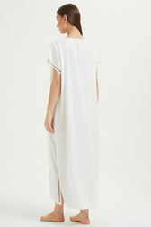 Embroidered V-Neck Short Sleeve Kaftan Maxi Dress 43