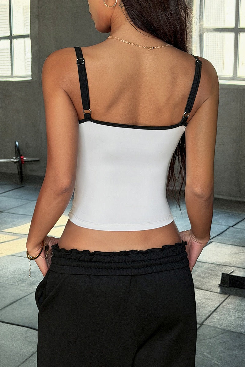Colorblock Ribbed Fitted Cami Top