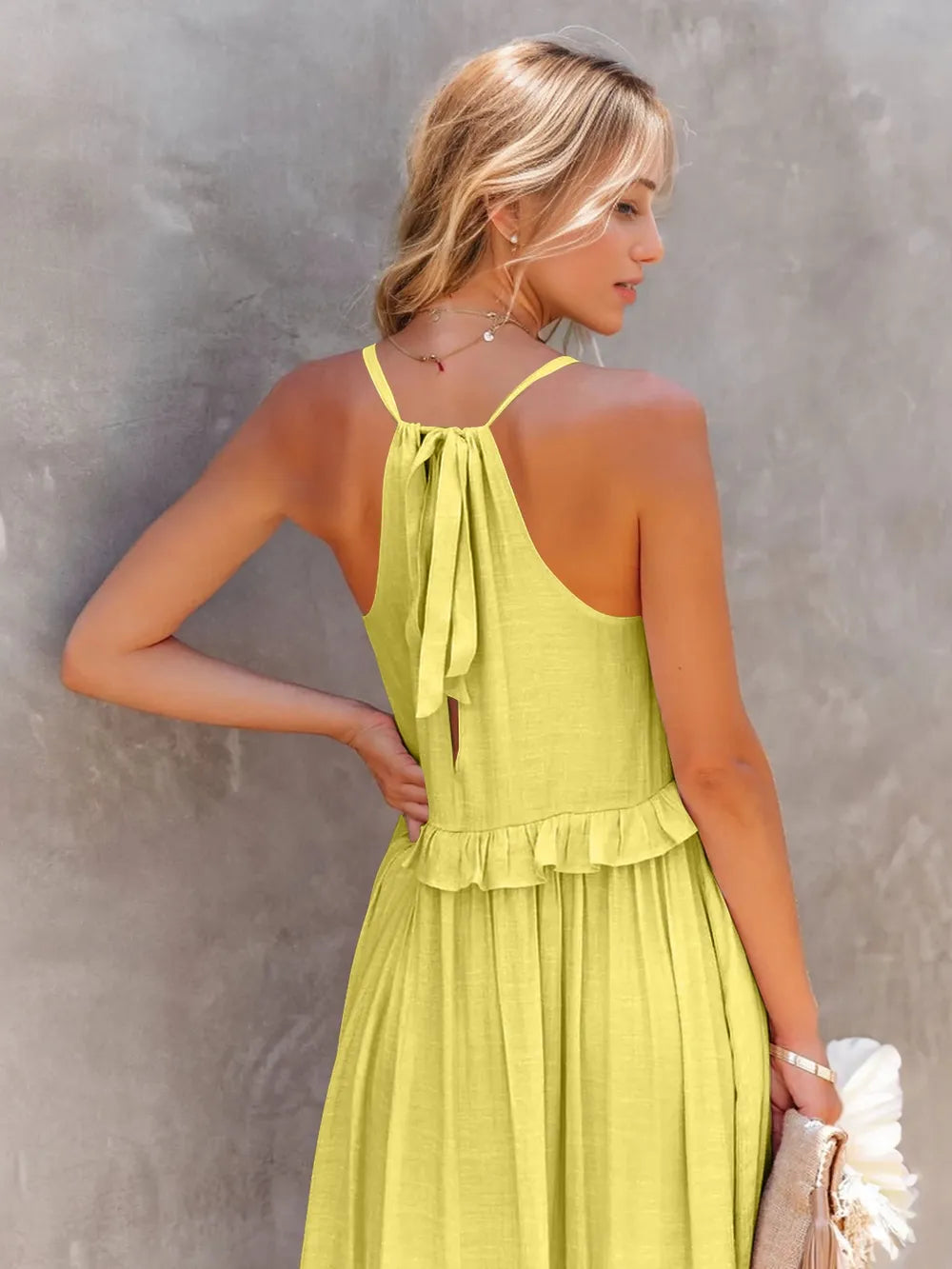 Halter Neck Sleeveless Tiered Ruffle Maxi Dress 7