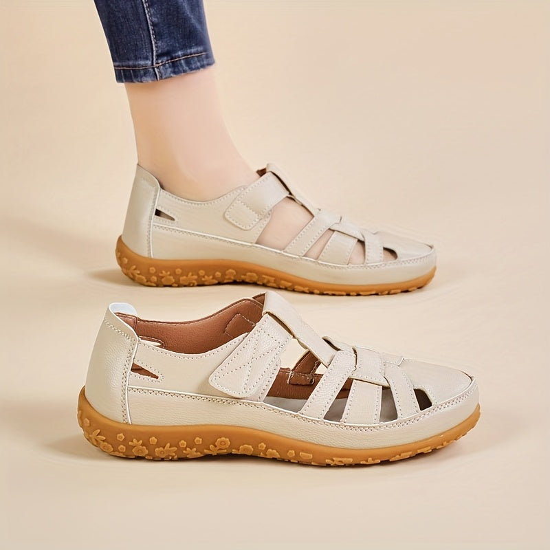 Closed Toe Cut Out Hook and Loop Fisherman Sandals