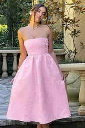 Jacquard Satin Bodycon Strapless Silk Dress 2
