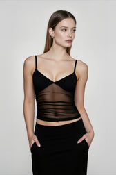 Mesh Panel Open Back Cami Top