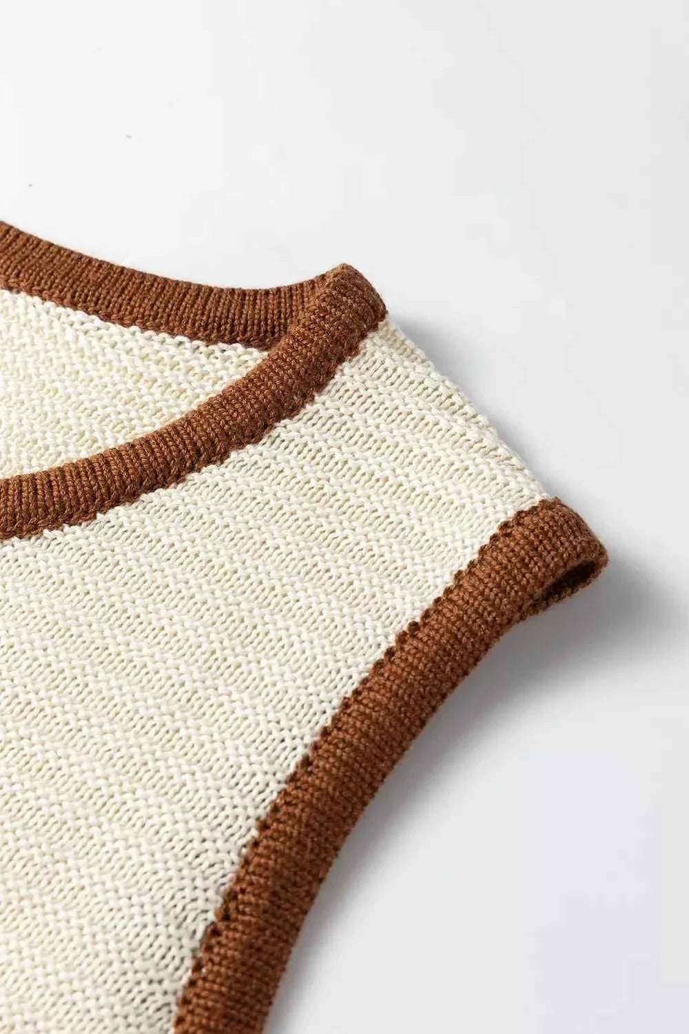Contrast Trim Tie-Front Sweater Vest