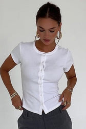 Essential Knit Button Tee T-Shirt