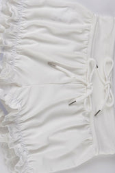 Ruffle Trim Drawstring Low Rise Bodycon Casual Shorts