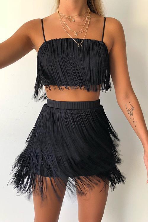 Layer Tassels Skirts Set