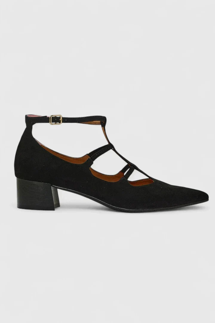 Pointed Toe Caged Strap Low Heel Flats