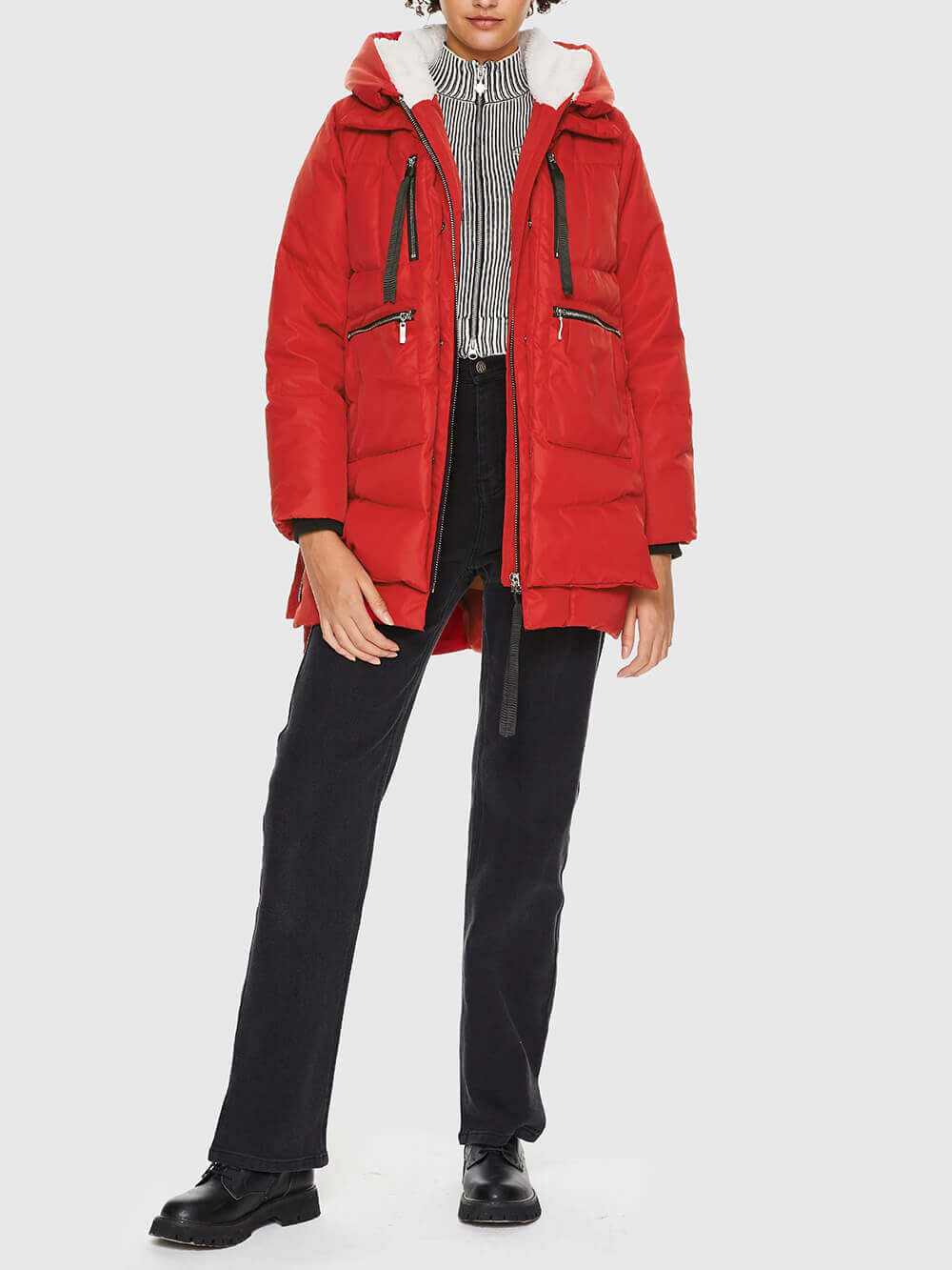 Hooded Zip Front Quilted Longline Puffer Jacket