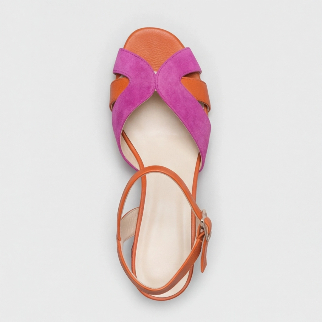 Open Toe Cross Strap Ankle Buckle Block Heel Sandals