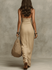 Halter Neck Ruched Column Maxi Dress 8