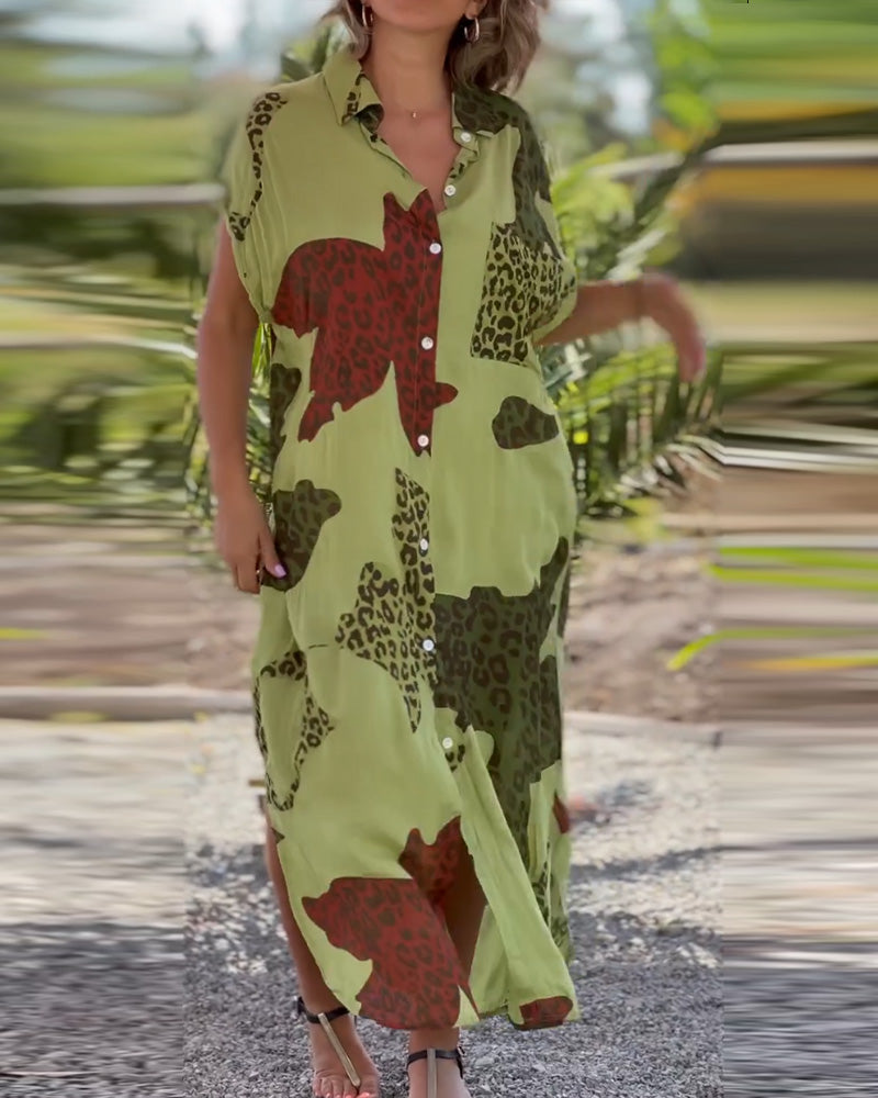 Short Sleeve Leopard Print Dress