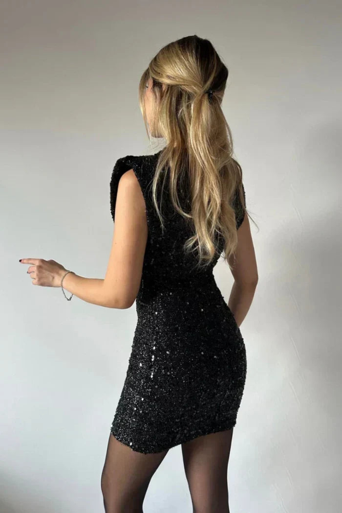 Sequin Crew Neck Cap Sleeve Bodycon Mini Dress 4