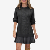 Cable Knit Ruffle Hem Long Sleeve Sweater Mini Dress 13