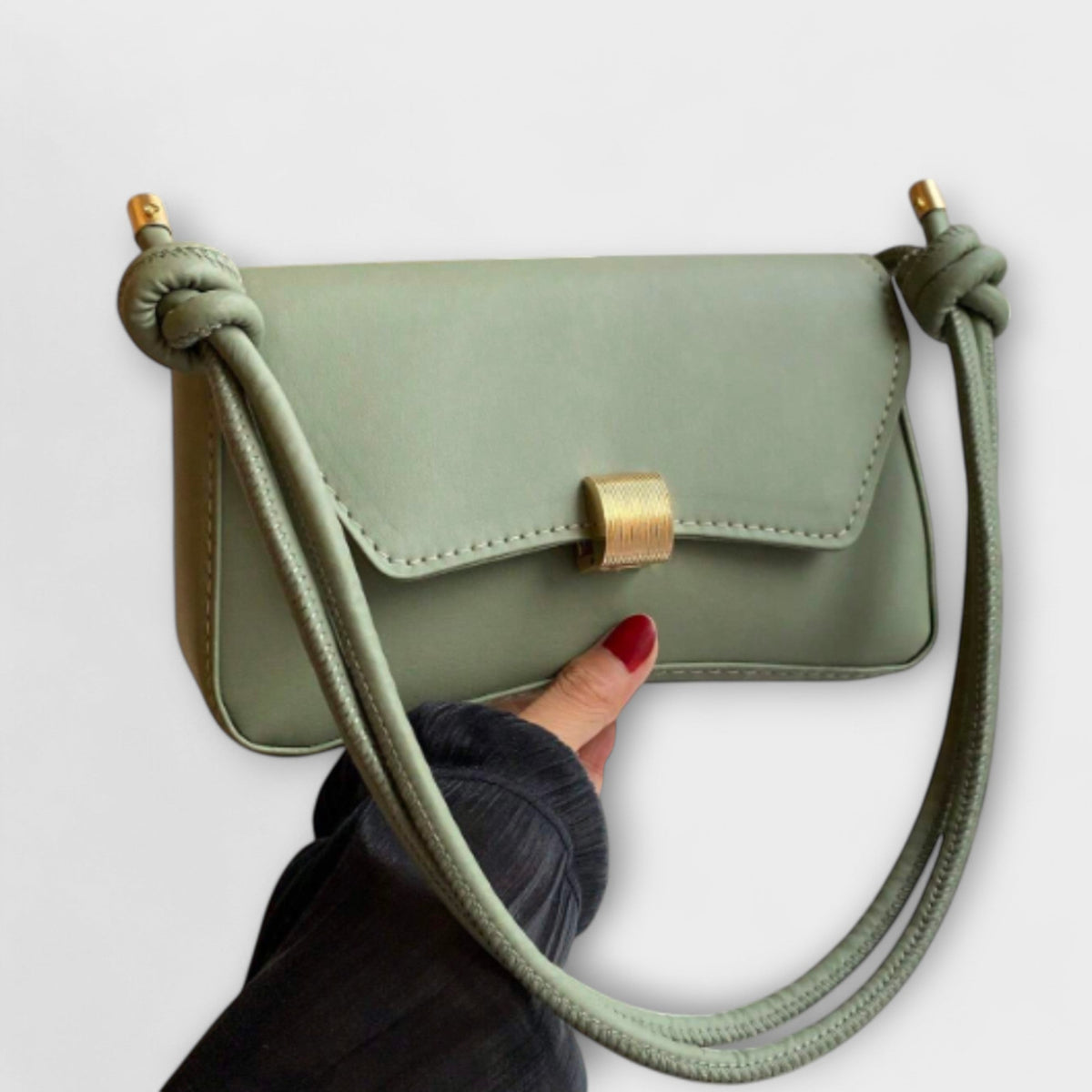 Knotted Strap Flap Shoulder Bag