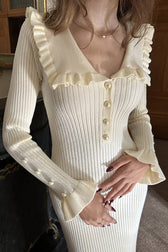 Cuddly Sweetness Pearl Knit Midi Dress - 2 Colors - View 6