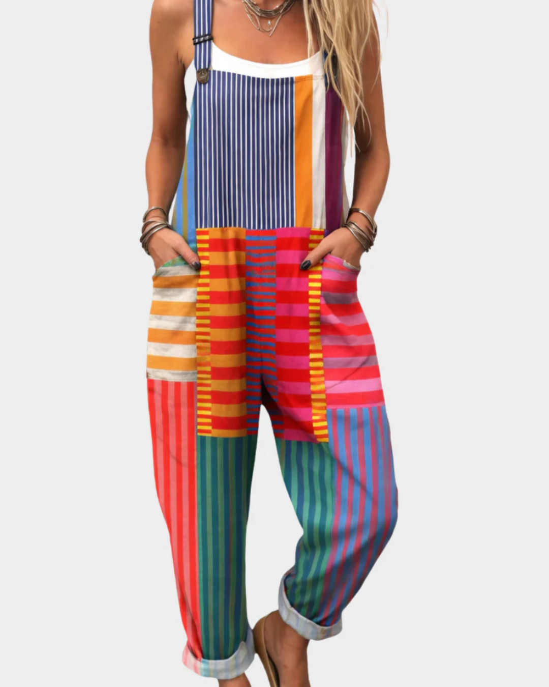 Wildflower Print Cuffed Leg Overall Jumpsuit with Pockets