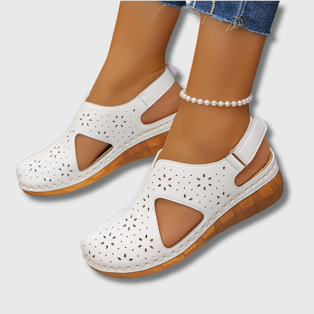 Closed Toe Cut Out Slingback Wedge Sandals