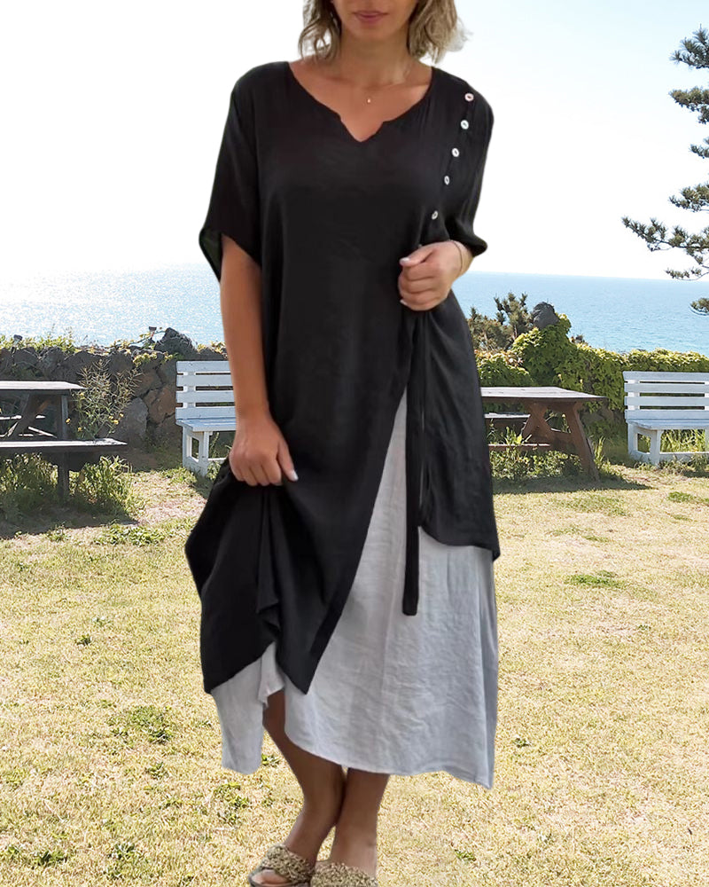 Narges Asymmetrical Dress with Short Sleeves for Women Stylish Outfit
