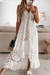 Come To Me Lace Tassel High-Low Maxi Dress - 2 Colors - View 7