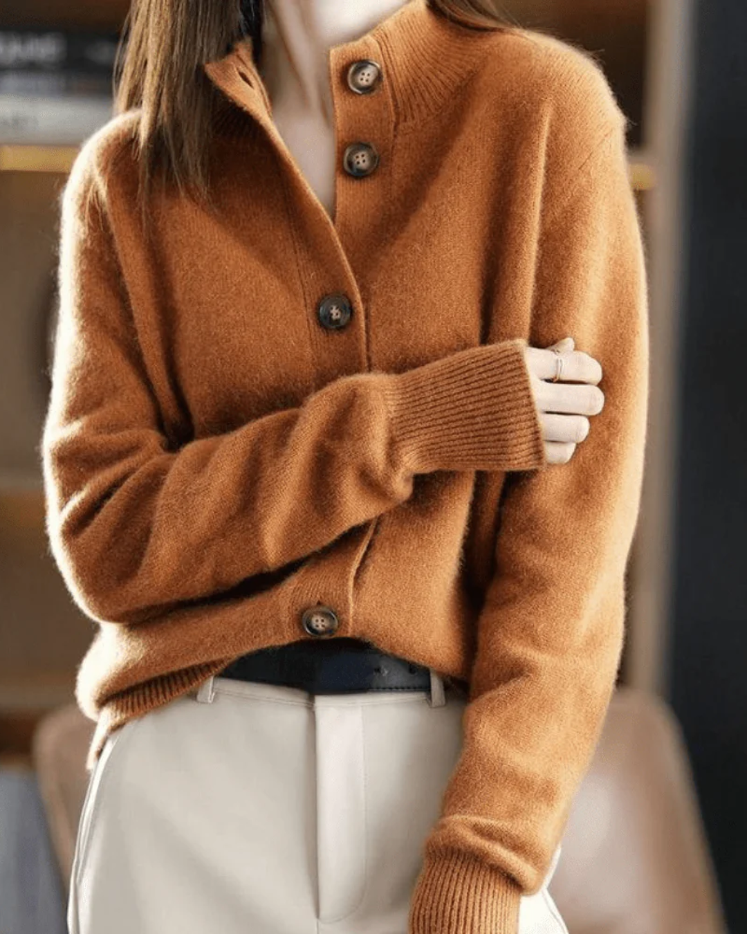 Lapel Collar Button Front Knit Cardigan
