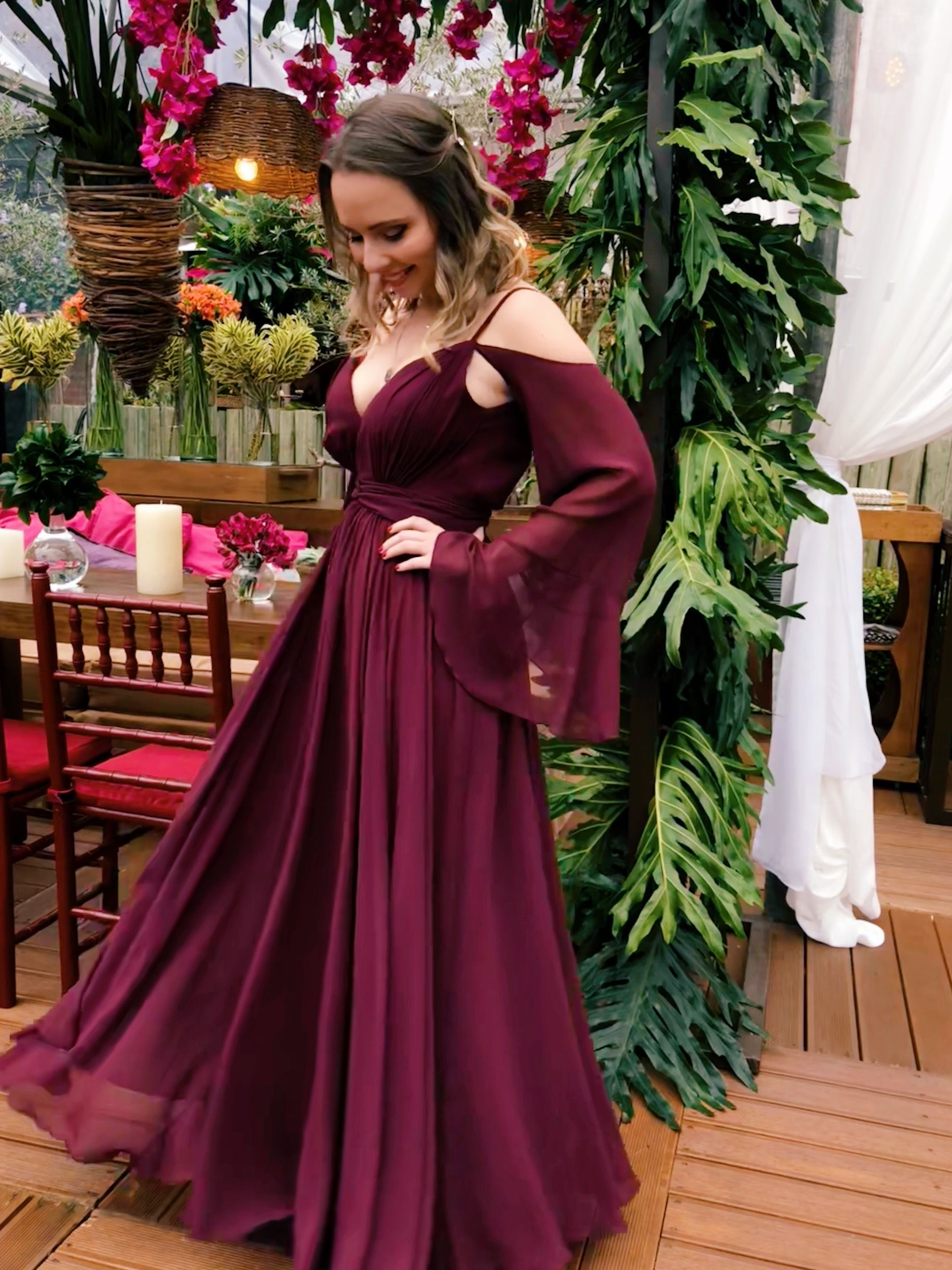 A-line V Neck Chiffon Prom Dress,Evening Dress cc897