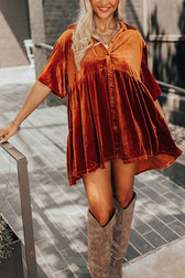 Boldly Me Velvet Short Sleeve A-Line Mini Dress - View 7