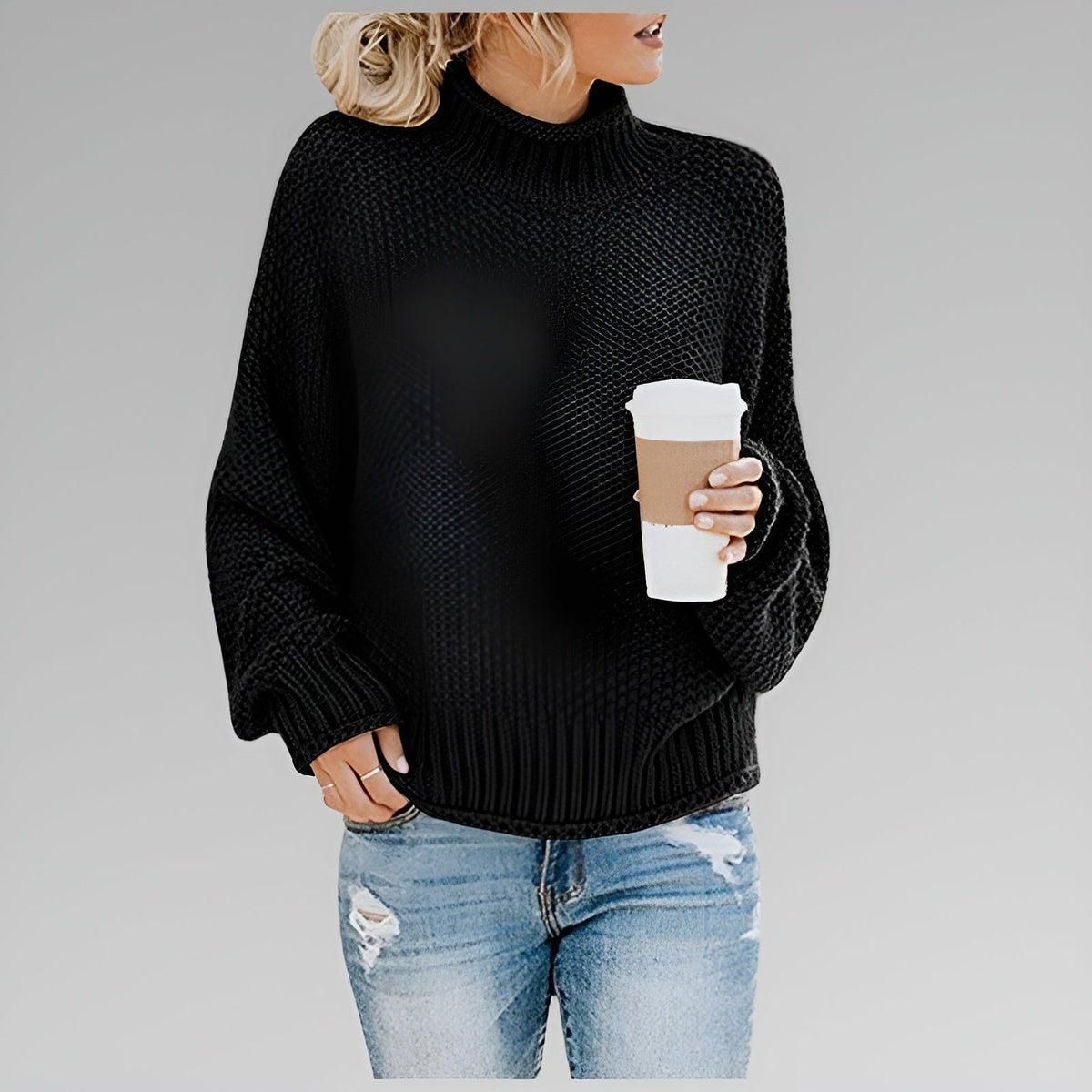 Turtleneck Long Sleeve Chunky Knit Oversized Sweater