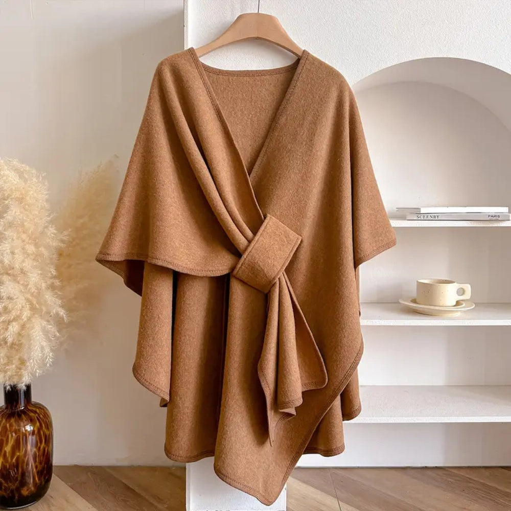 Open Front Draped Wrap Poncho Cape