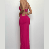 Butterfly applique backless v neck maxi dress 16