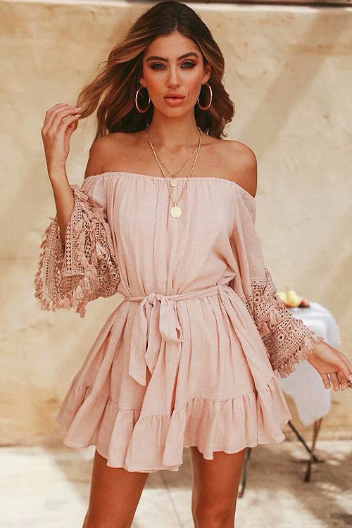 Tassel Lace Tie-waist Wrap Dress - 3 Colors - View 7