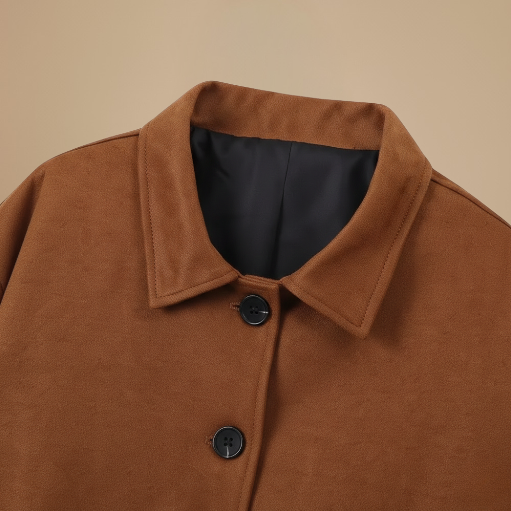 Vintage Cropped Jacket with Lapel Collar and Single-Button Closure