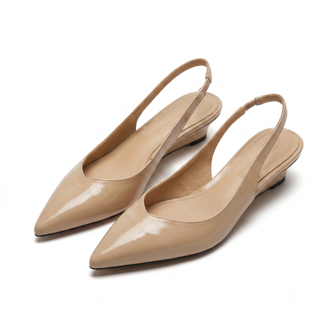 Pointed Toe Slingback Low Wedge Heel Pumps 3
