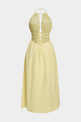 Halter Neck Cut Out Satin Maxi Dress 3