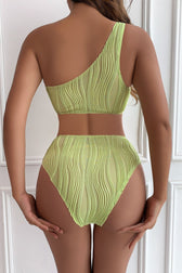 Textured Patchwork Cutout One Piece Swimwear