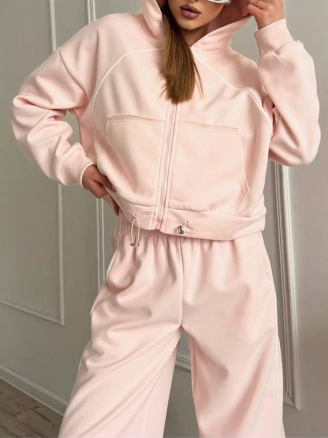 Fleece Zip-Up Hoodie and Joggers Set