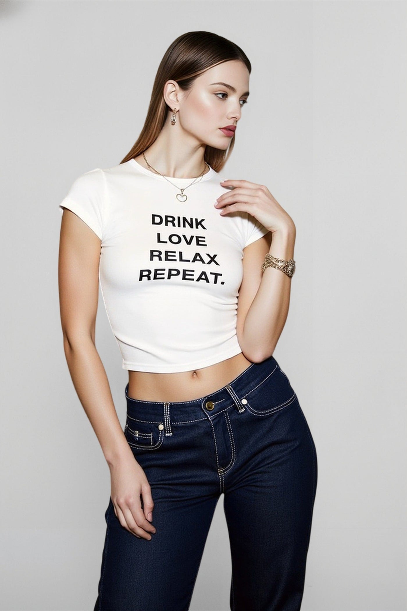 Letter Print Crop T-shirts