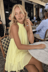 Sexy Backless Halter Tie Waist Slim Fit Ruffled Mini Dress