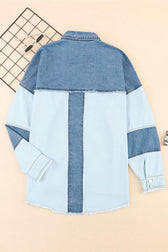 Hem Color Denim with Jacket and Up Raw Block Button Closure