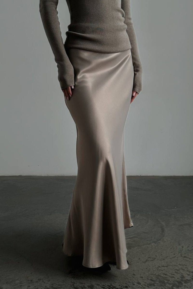 Satin High Waist Mermaid Maxi Skirt