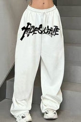 High Waist Drawstring Loose Straight Wide Leg Pants