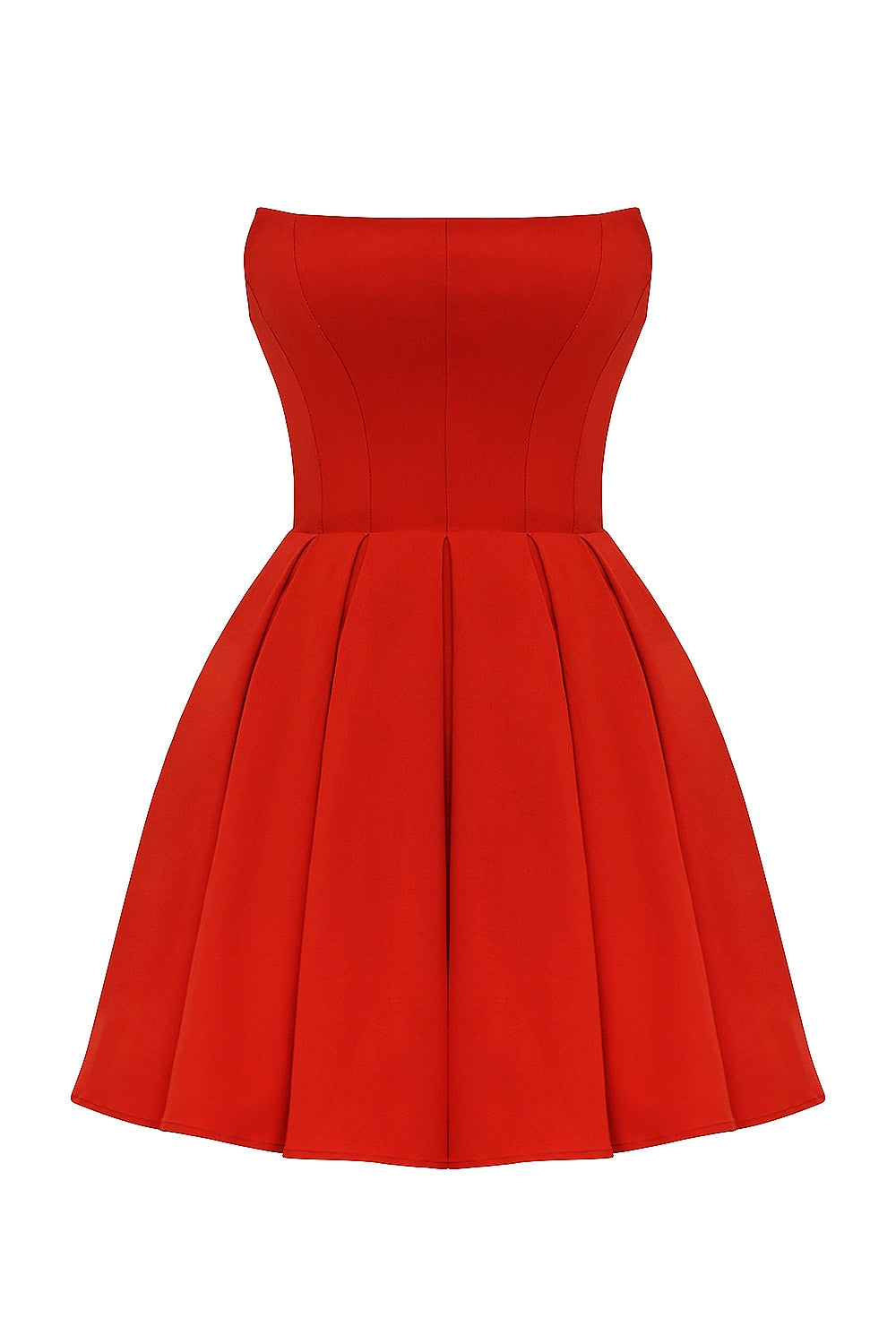 Strapless Corset Bodice Pleated Skater Mini Dress 15